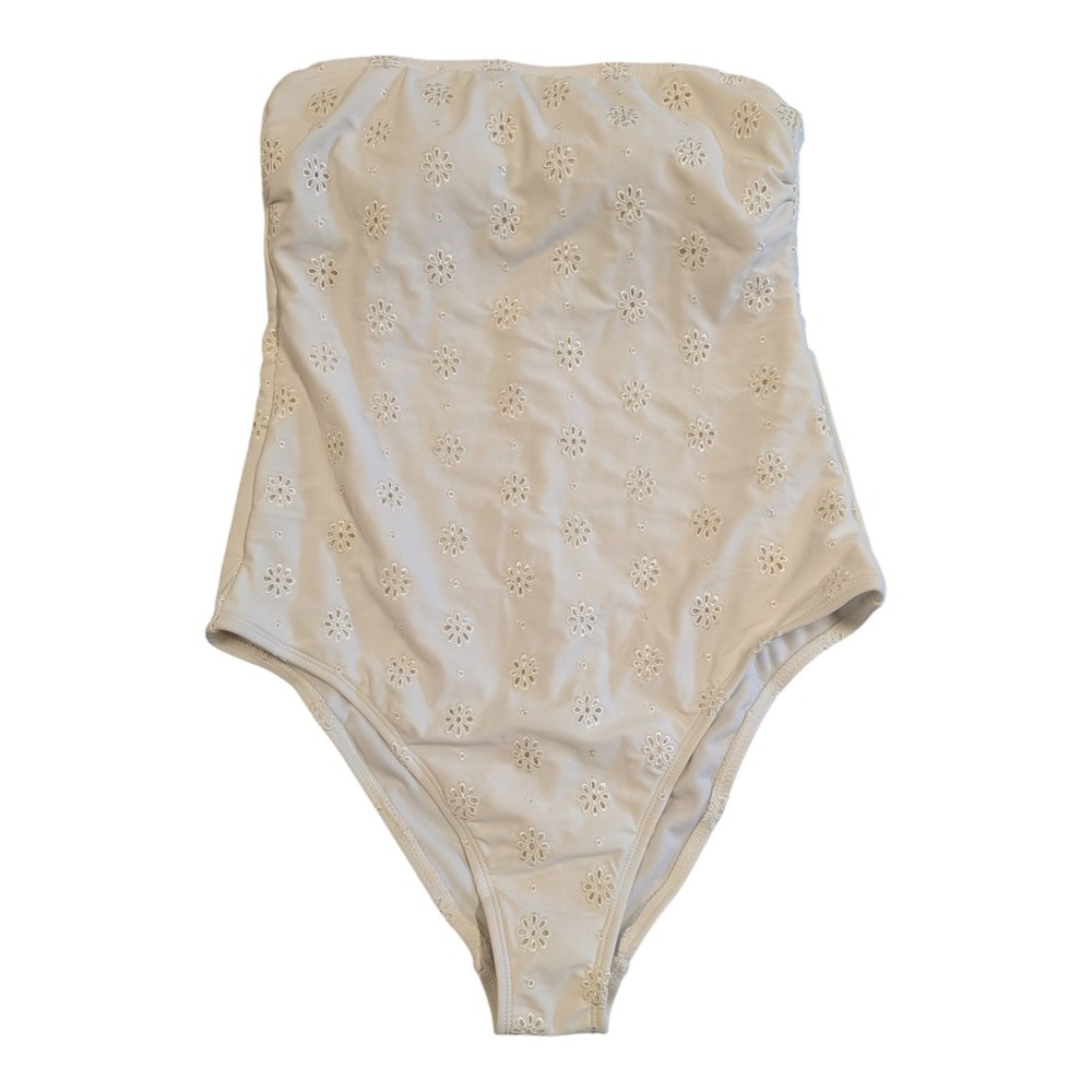 S-11 Women's Eyelet Bandeau High Leg Cheeky Swimsuit - Shade & Shore Cream XL